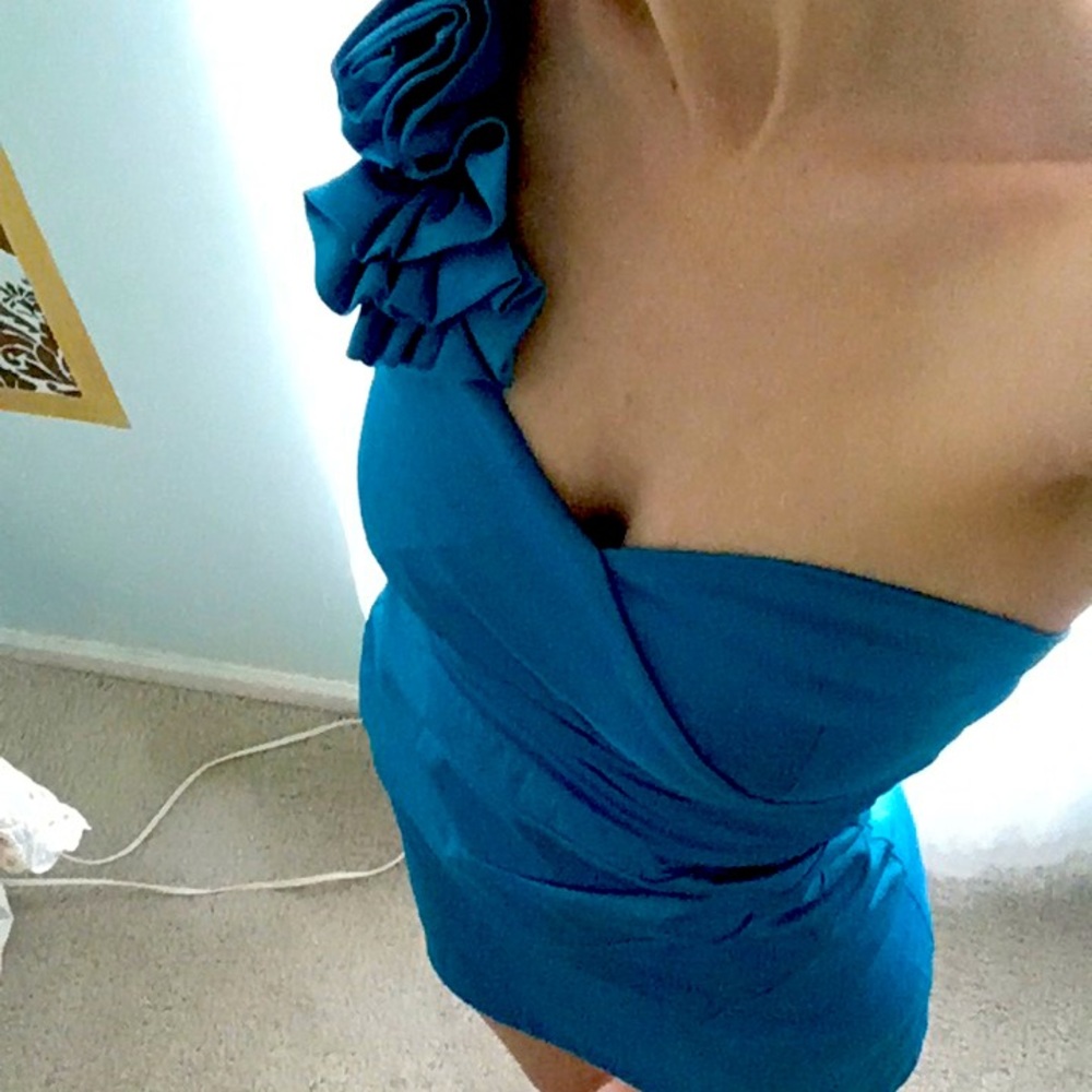 Blue Single Strap Mini Dress